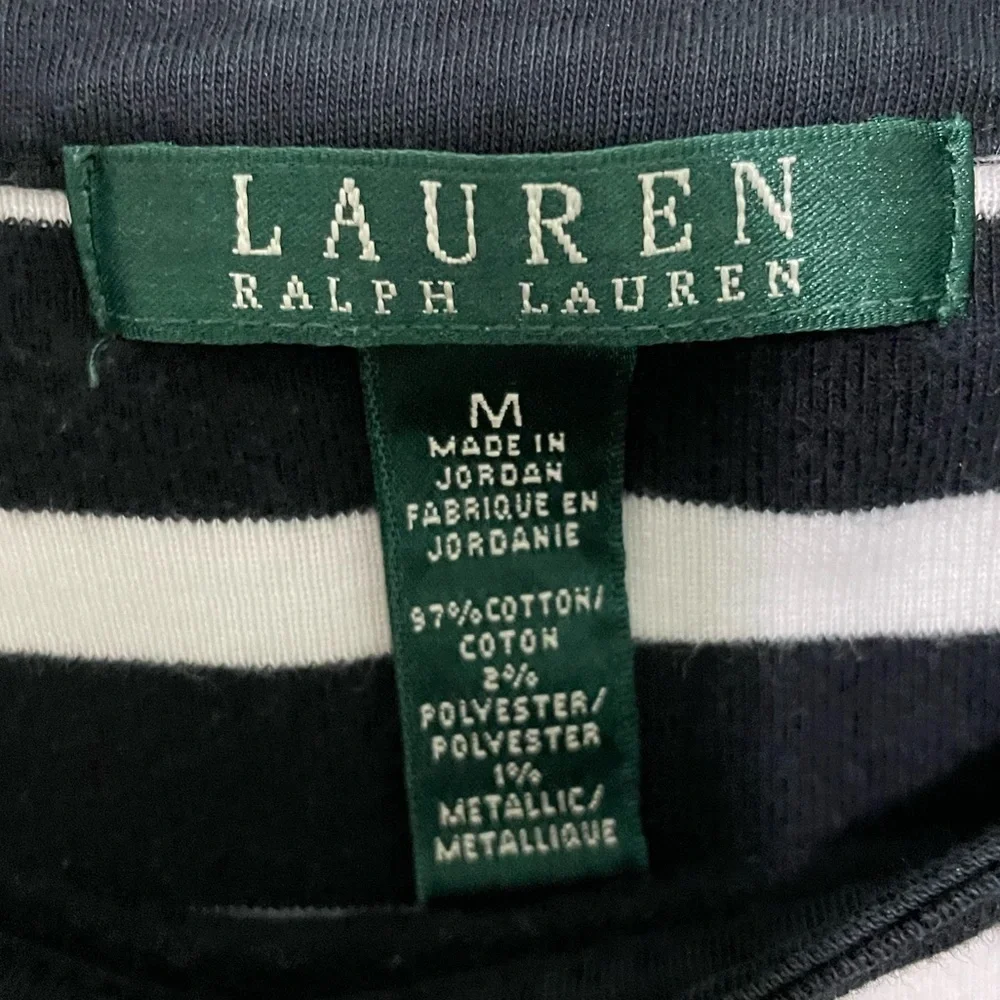 Lauren Ralph Lauren boat neck shirt size M gold stripe across front great shape - Picture 4 of 6